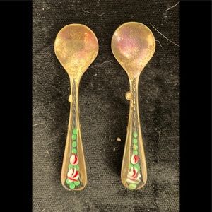 Vintage Set of Cloisonné Spoon Pins, Unique!